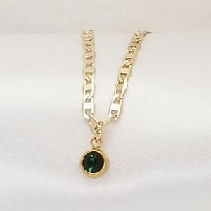 Green Stone Choker. 14K Gold Plated. New